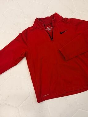 Nike Red Quarter-Zip Therma-Fit Pullover with Black Trim
